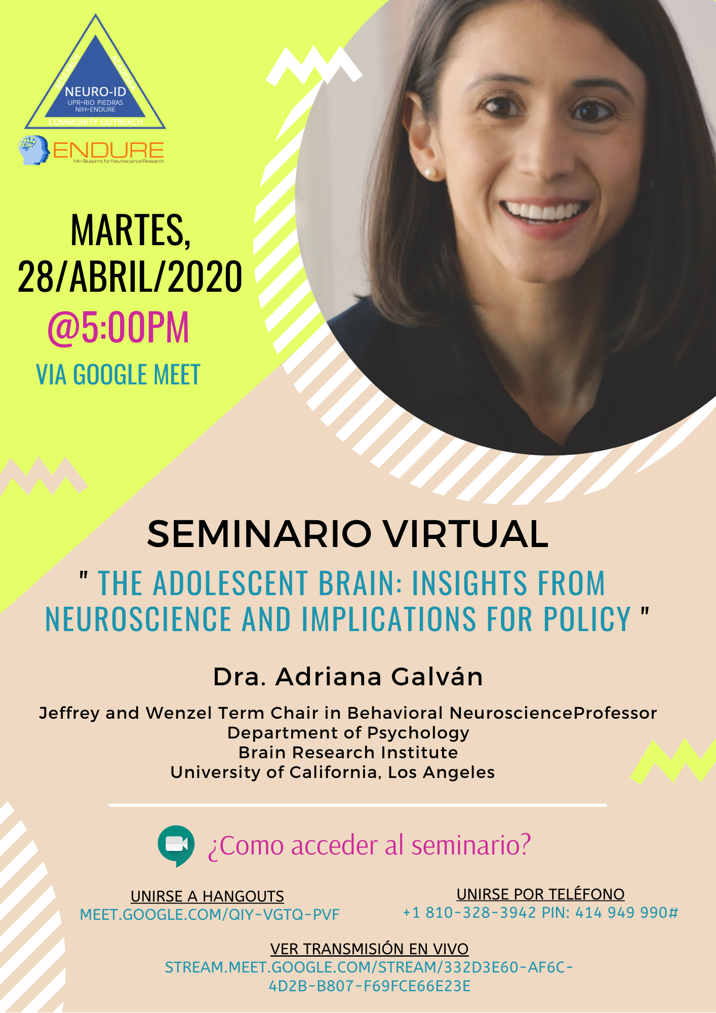 Virtual Seminar Dr Adriana Galvan